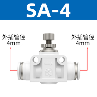 管道节流阀气动可调气体减压阀SA-6/8/10可调气管接头压力调解阀