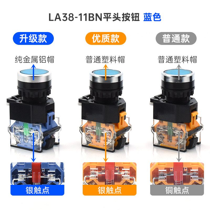 瑞沃尔LA38-11按钮开关BNZS电源启动停止自锁复位点动圆形键22MM