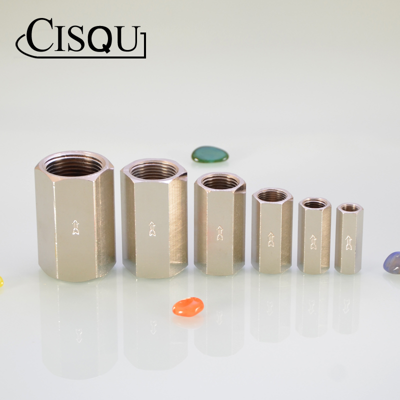 气动单向阀外六角铜电镀1/2/3/4/6分1寸CV-01 02气体止回阀双内丝