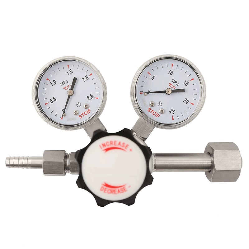 316L不锈钢减压阀25mpa防腐二氧G化硫氯化氢二级高压氧氮气氨气表