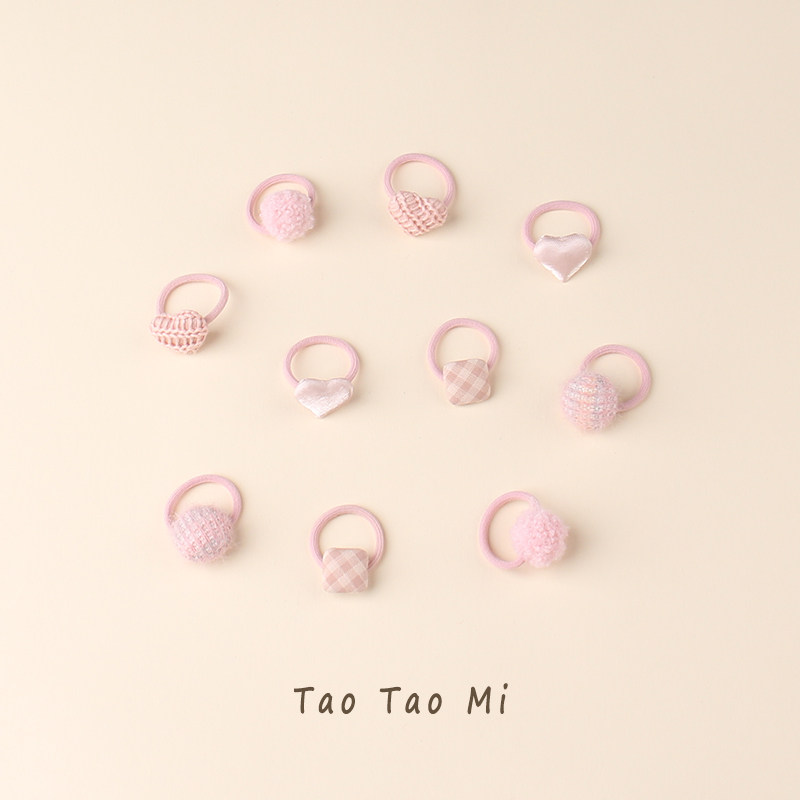 婴幼儿毛球爱心拇指发圈