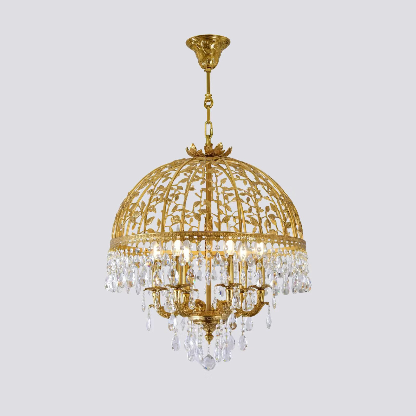 诗享家 欧式全铜水晶吊灯别墅奢华餐厅玄关走廊卧室书房入户灯具