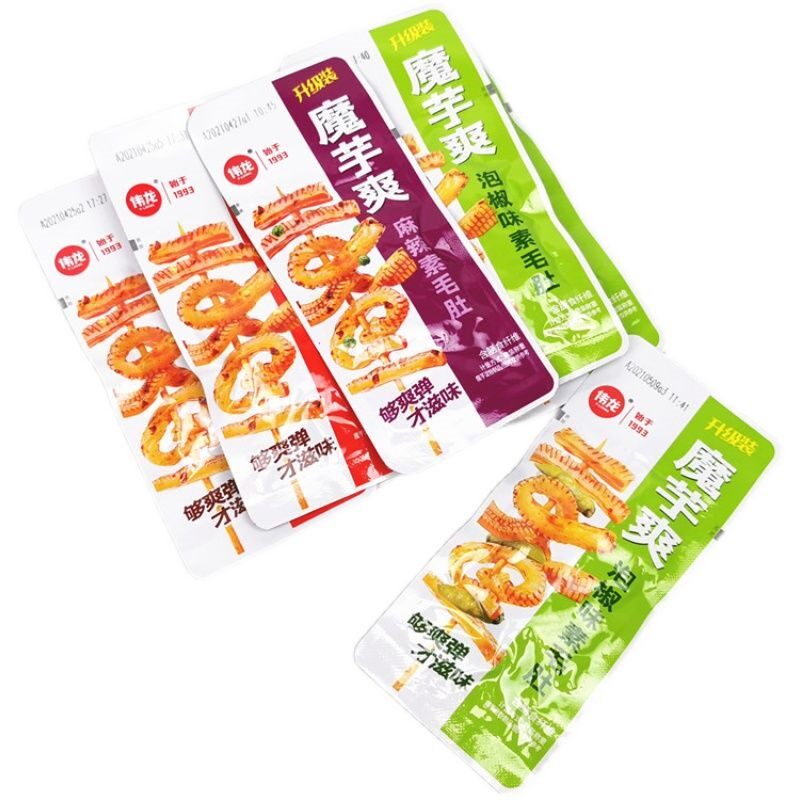 伟龙辣条魔芋爽500g素毛肚泡椒味香辣麻辣味小吃休闲零食品2500g