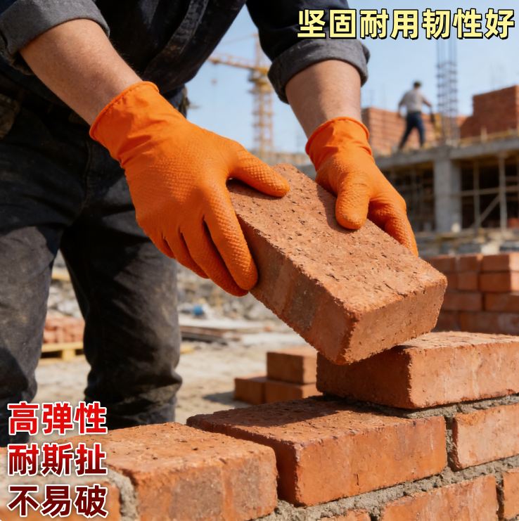 黑色橙色丁睛橡胶工业维修厚防水防滑耐磨钻石纹一次性手套机修,居家日用,防护手套,淘宝优惠券,粉丝福利购,淘宝优惠卷