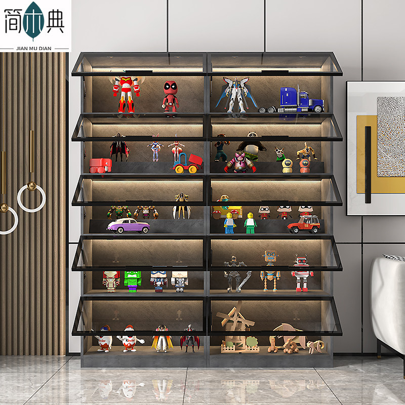 手办展示柜乐高玩具防尘玻璃门