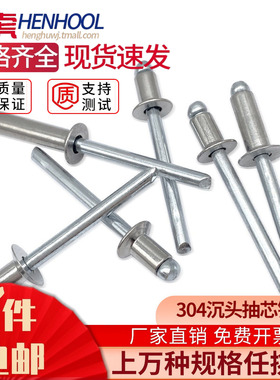 304不锈钢抽芯铆钉沉头平头铝拉钉柳钉铝卯丁M2.4M3M4M5mm*5X7*30
