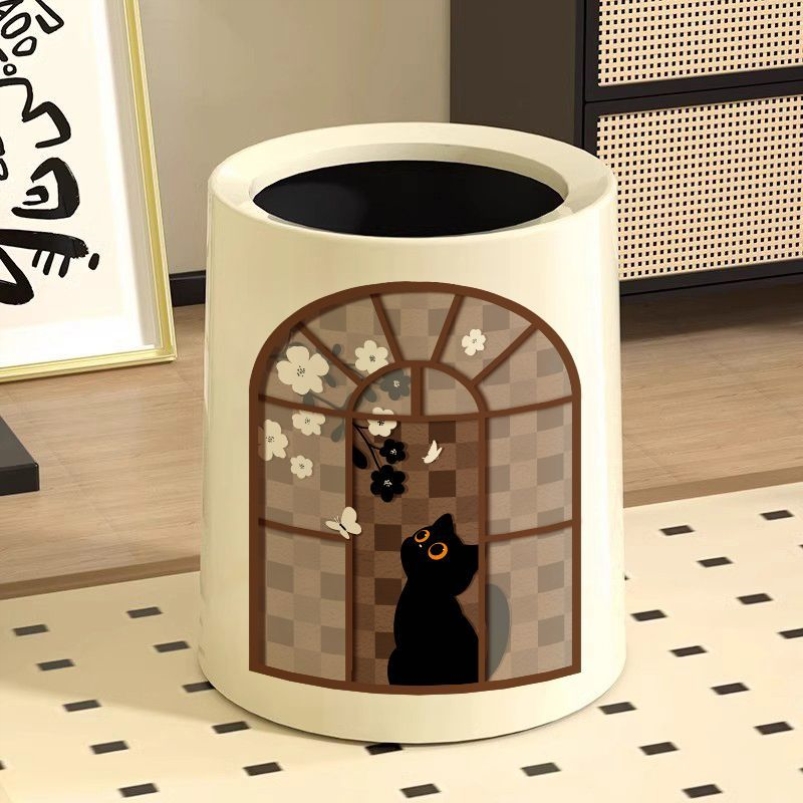中国风猫咪创意垃圾桶家用大容量客厅厨房卫生间垃圾桶内外双桶