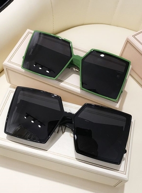 四方大框眼镜墨镜女大脸显瘦圆脸绿色明星网红同款黑色韩国太阳镜