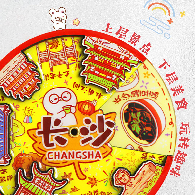 中国城市旅游文创冰箱贴纪念品伴手礼北京成都长沙重庆转盘磁性贴图片