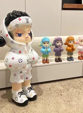 潮流茉莉卫衣女孩卡通存钱端客厅电视柜沙发旁落地装饰大摆件