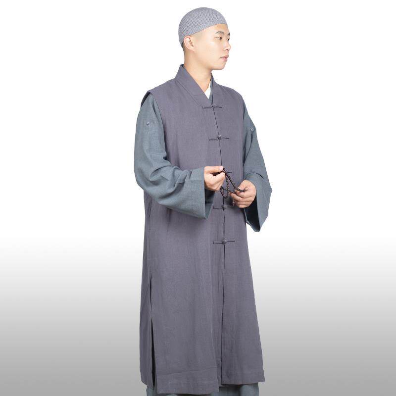 特卖僧服伽蓝褂冬季棉服马甲背心和尚服男女款出家人亚麻加棉僧衣