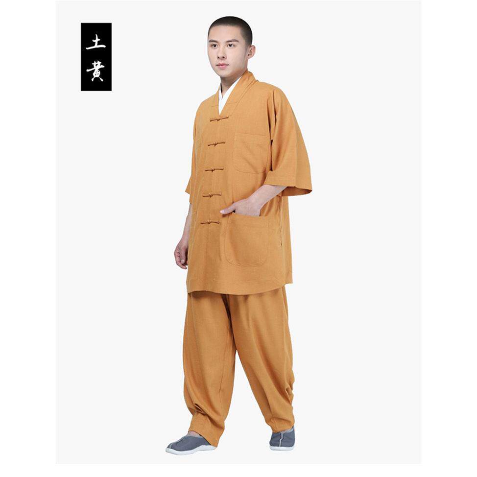 出家僧人僧服新冰丝夏季七分袖短褂罗汉褂套装僧衣僧装短袖和尚服