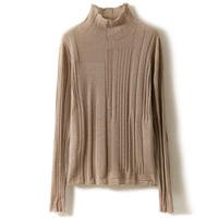 Cashmere 100% - 60 count fine-spun semi-high-neck pure cashmere sweater for women, thin and fitted knitted sweater base layer thumbnail 6
