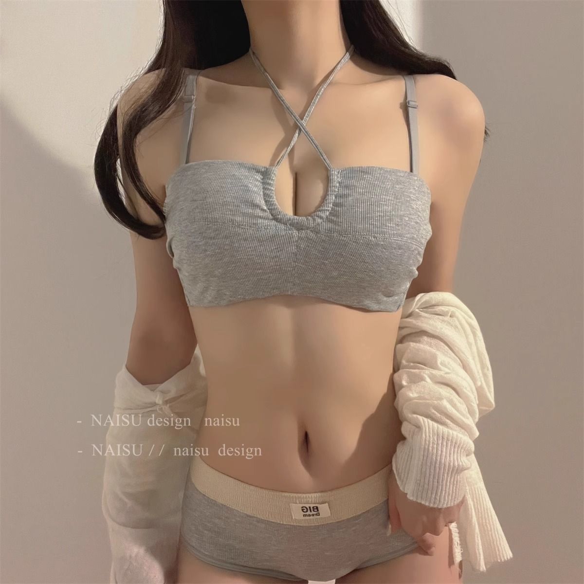 挂脖式抹胸内衣女小胸聚拢性感无肩带防滑文胸夏季薄款无钢圈胸罩
