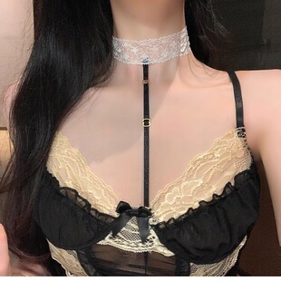 chocker蕾丝T字项圈项链女挂脖颈带颈饰颈链饰品choker锁骨链黑色