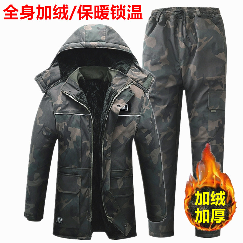 迷彩棉衣男士棉服套装加绒加厚