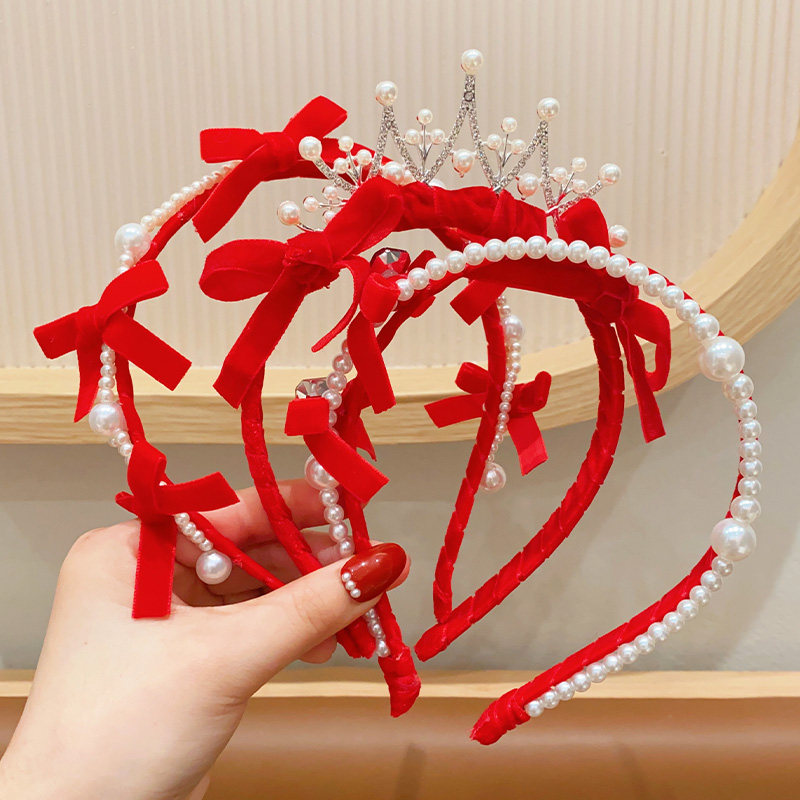 儿童珍珠蝴蝶结发箍小女孩