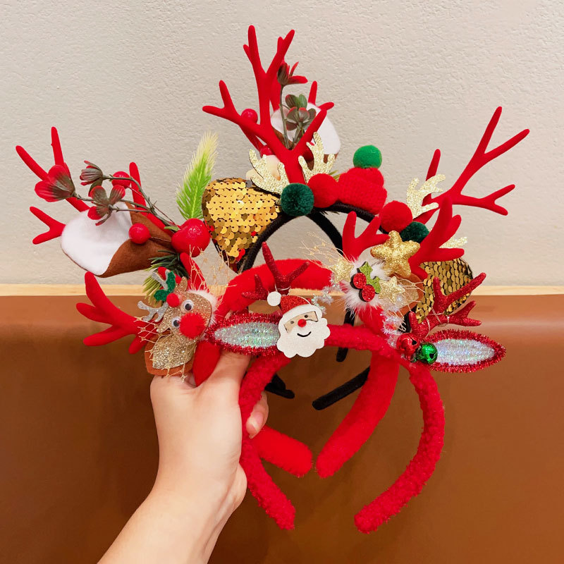 儿童发箍女童圣诞可爱鹿角头箍宝宝节日装扮拍照道具女孩氛围发饰