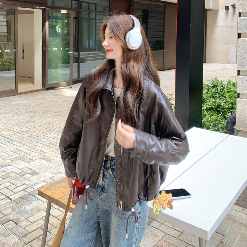 首发新款现货23秋主推机车皮衣软女士外套2D044-2502-P165-K248