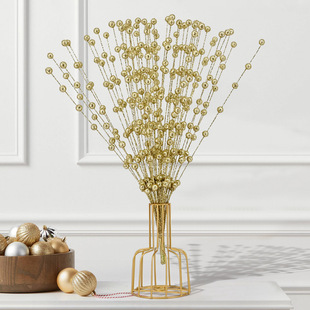 圣诞节装饰 闪粉开心果 客厅摆放金粉浆果假花 圣诞树装饰插花