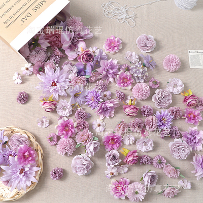 紫色系混搭仿真花DIY手作簪花