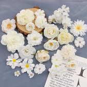 白色系仿真花 饰 diy手工材料婚庆装 假花绢花 玫瑰花绣球牡丹花头