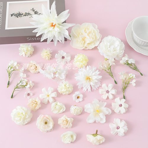 白色系仿真花花朵材料包