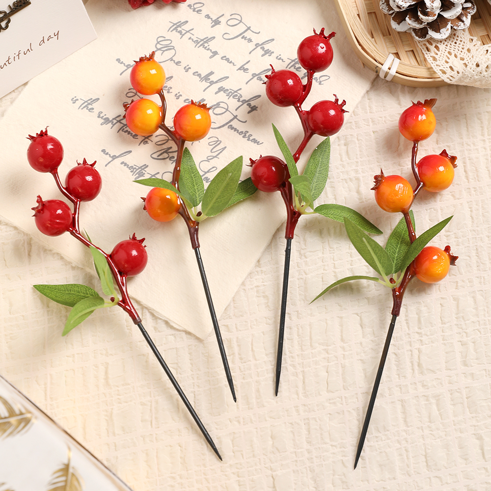 年宵花仿真石榴果泡沫红果子发财果假花家居客厅装饰花瓶插花摆件