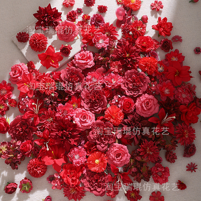 仿真红色系混搭花朵diy手工材料