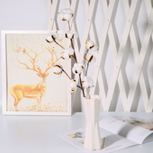 北欧ins天然棉花花束 饰拍摄道具 尤加利叶干花家居客厅花瓶插花装