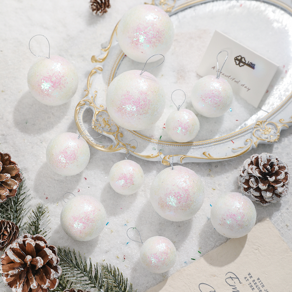 新款雪球彩球圣诞树挂饰场景布置 泡沫吊球圣诞球 圣诞节装饰品