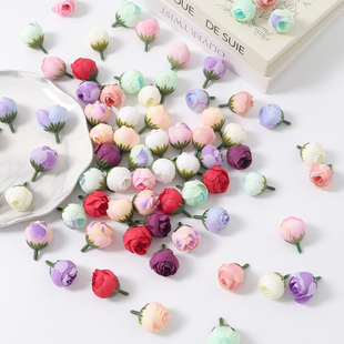 仿真小玫瑰花苞 diy手工花环手腕花簪花头饰材料假花发箍拍摄道具