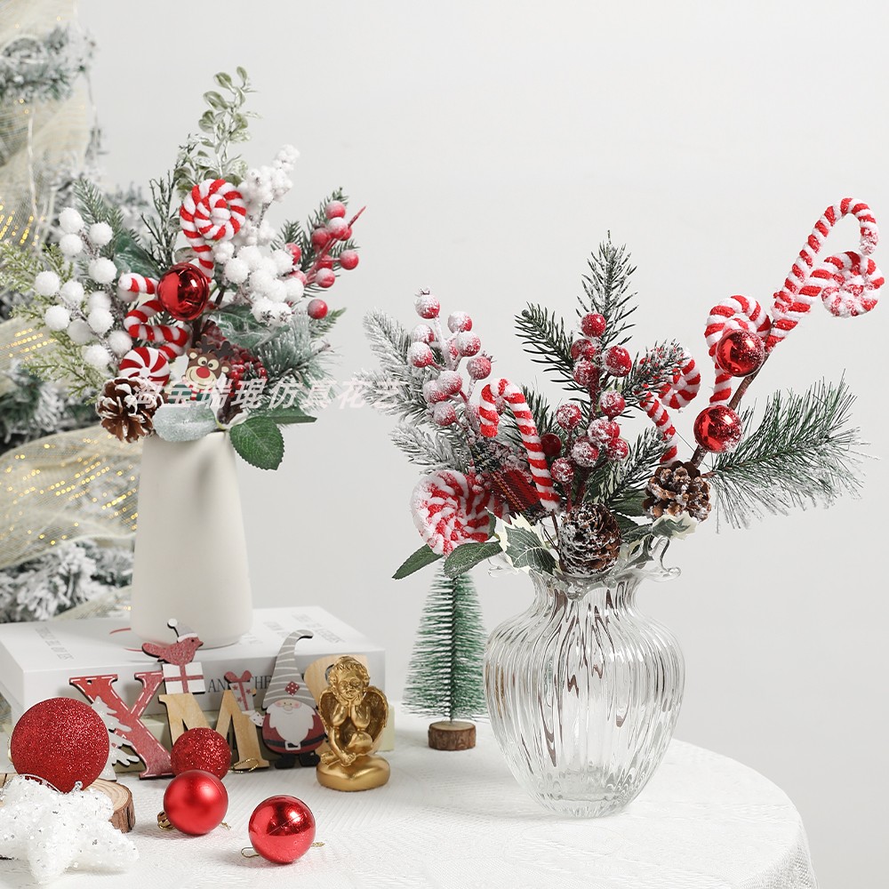 diy圣诞节装饰花环材料 圣诞树挂饰圣诞松枝雪松松树 松果红果松