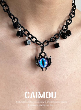 CAIMOU暗黑风小众男生锁骨链女嘻哈欧美颈链设计高级感项链男士潮