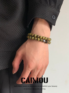 CAIMOU中式绿檀黑檀木串珠手串男女小众设计高级情侣手链古风饰品