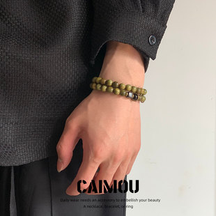 CAIMOU中式绿檀黑檀木串珠手串男女小众设计高级情侣手链古风饰品