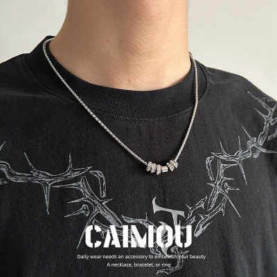 CAIMOU洗澡可戴钛钢不掉色男款项链女生冷淡风情侣小众设计锁骨链