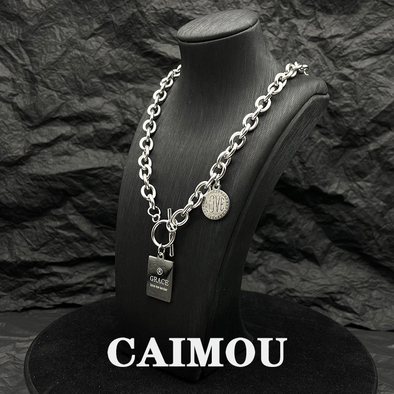 CAIMOU饰品 OT项链个性潮新款女夏季百搭ins嘻哈钛钢不掉色锁骨链