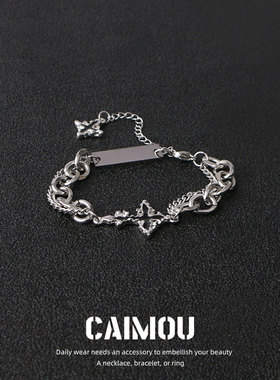 原创暗黑十字架手链钛钢美式哥特