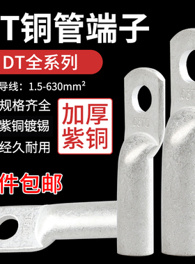 国标镀亚锡铜鼻子铜接头DT10/16/25/35/50/-接线端子线耳铜线鼻子