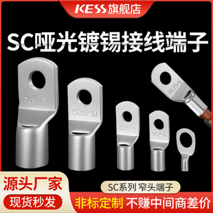 国标SC窥口铜鼻子哑光镀锡加厚线鼻冷压接线端子纯铜6.5-240平方