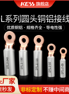 DTL2圆头鼻子铜铝过度接线端子铝合金接线耳出口型电缆线鼻子