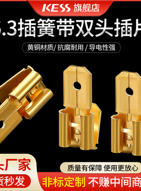 插簧6.3mm双头插片/插簧带双头插片反背一分多头反插分线器插簧