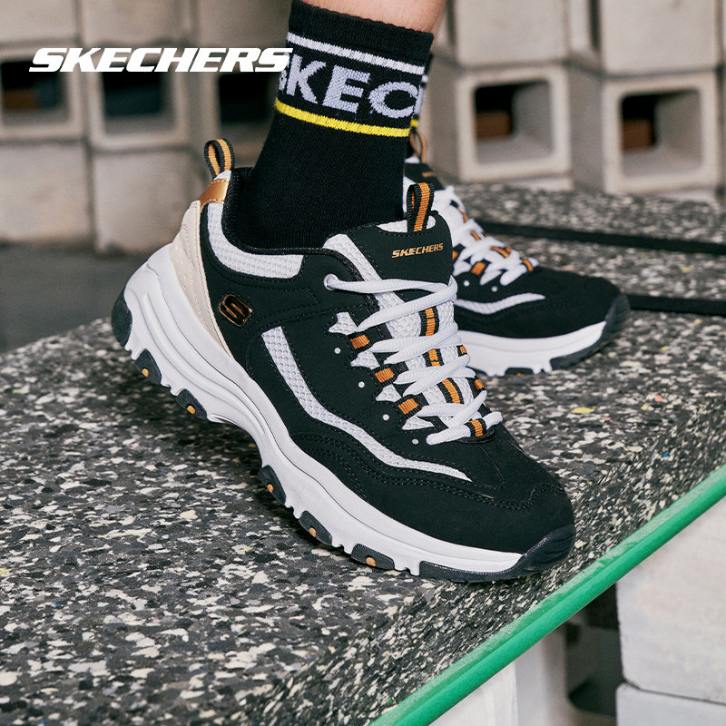 斯凯奇女鞋熊猫鞋透气厚底增高老爹鞋情侣款轻便耐磨跑步运动鞋女