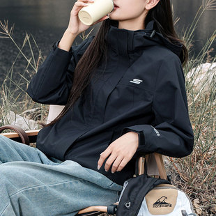 黑色冲锋运动上衣户外防风休闲夹克衫 斯凯奇正品 外套女士2026新款