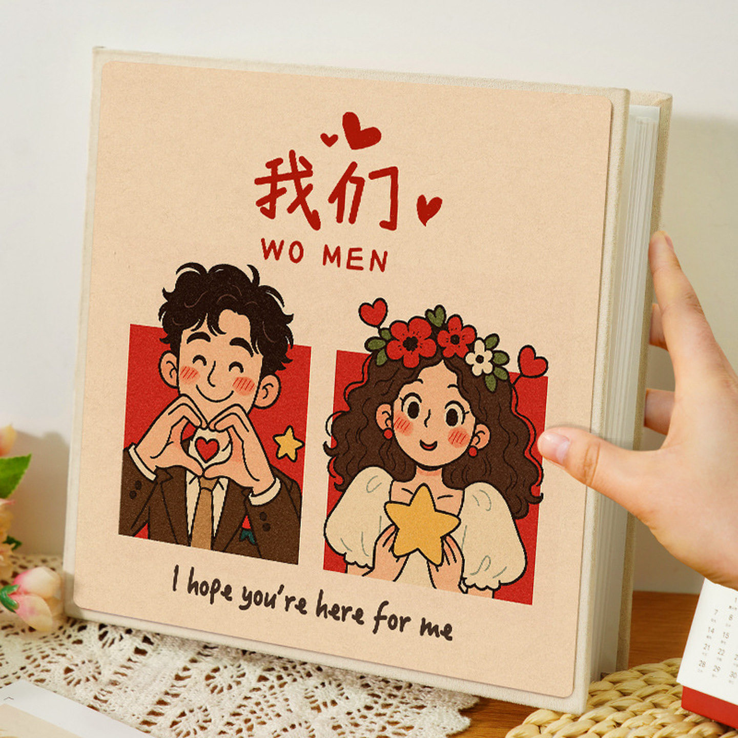 diy结婚礼跟拍照片收纳相册本混合尺寸3寸拍立得情侣自粘贴覆膜式