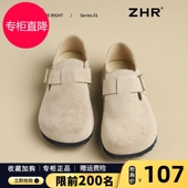 便捷一脚蹬半拖鞋 勃肯鞋 真皮软底全包内增高软木鞋 新款 女2026春季