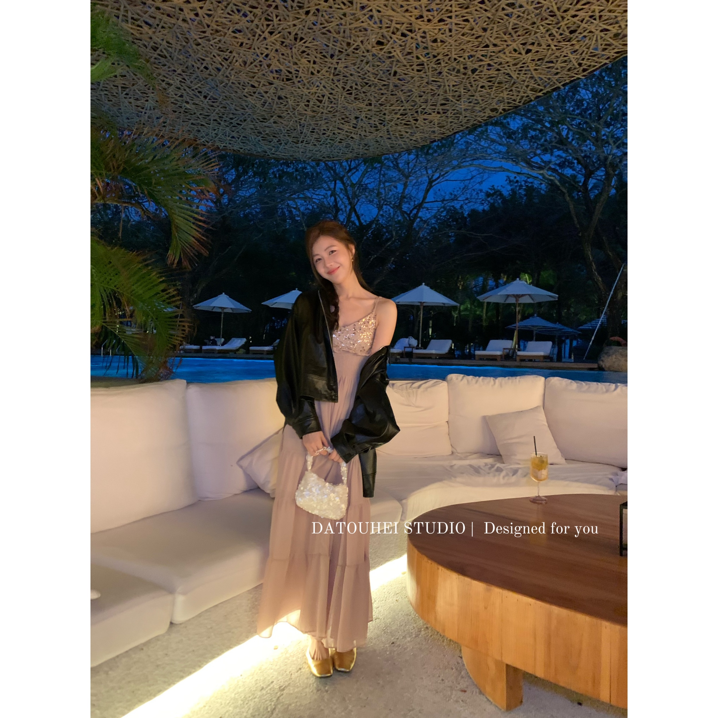 大头黑STUDIO【暗夜风华】2025女春气质复古皮衣外套D225T01612