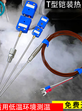 T型铠装热电偶探针WRCK-191低温液氮-200℃温度传感器探头可弯曲