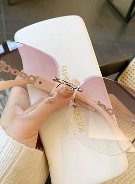 新款时尚无框太阳镜锁链腿